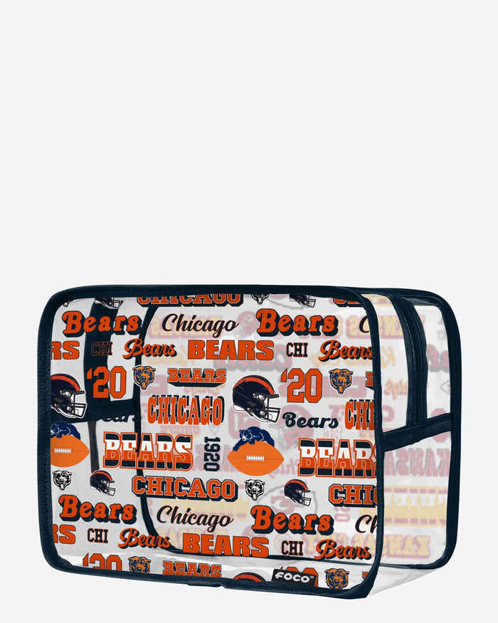 Chicago Bears Repeat Retro Print Clear Cosmetic Bag FOCO - FOCO.com