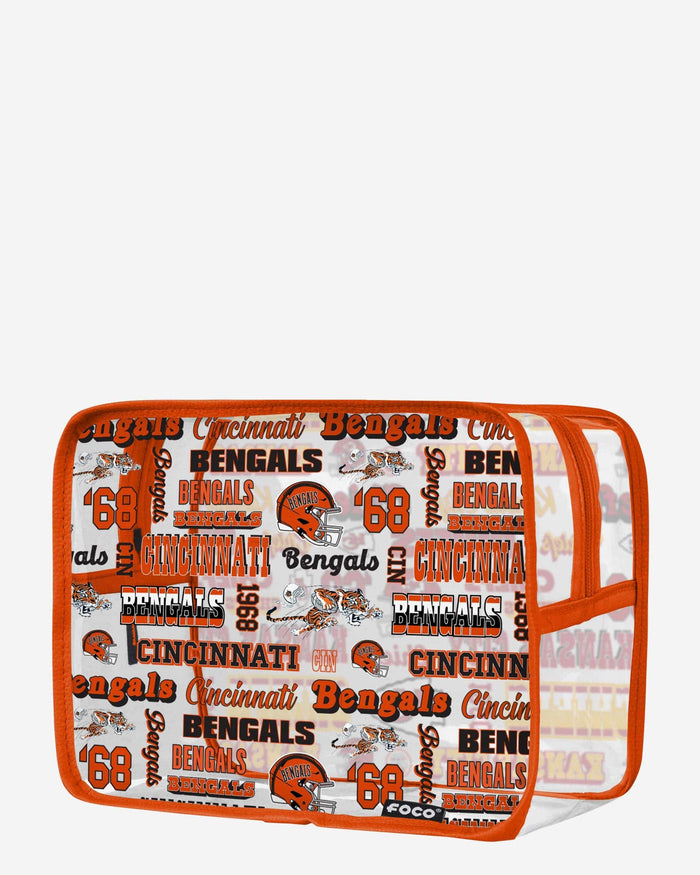 Cincinnati Bengals Repeat Retro Print Clear Cosmetic Bag FOCO - FOCO.com