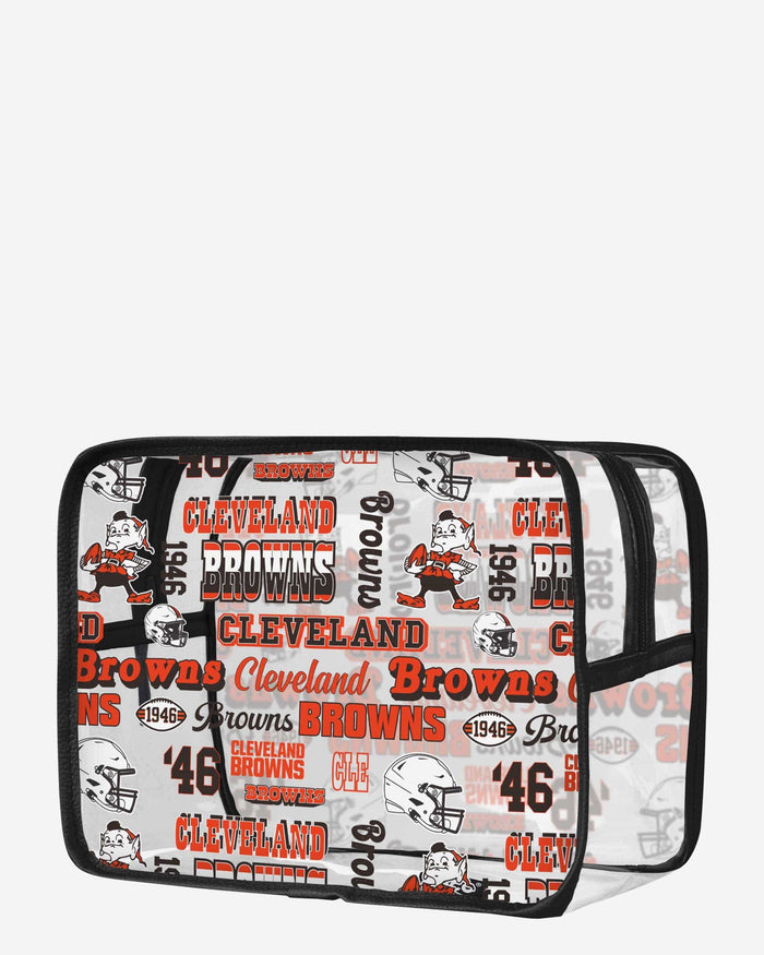 Cleveland Browns Repeat Retro Print Clear Cosmetic Bag FOCO - FOCO.com