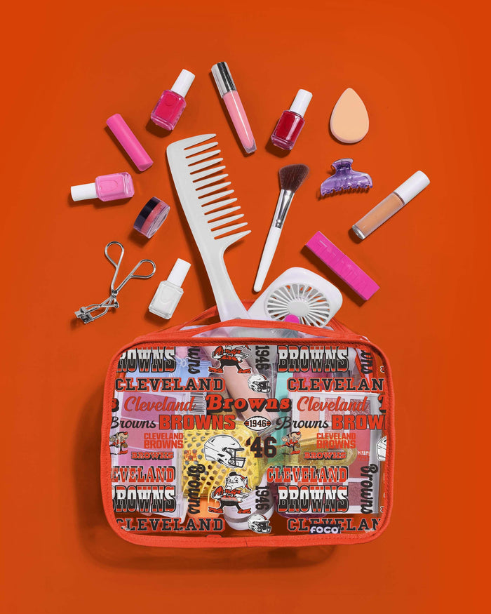 Cleveland Browns Repeat Retro Print Clear Cosmetic Bag FOCO - FOCO.com