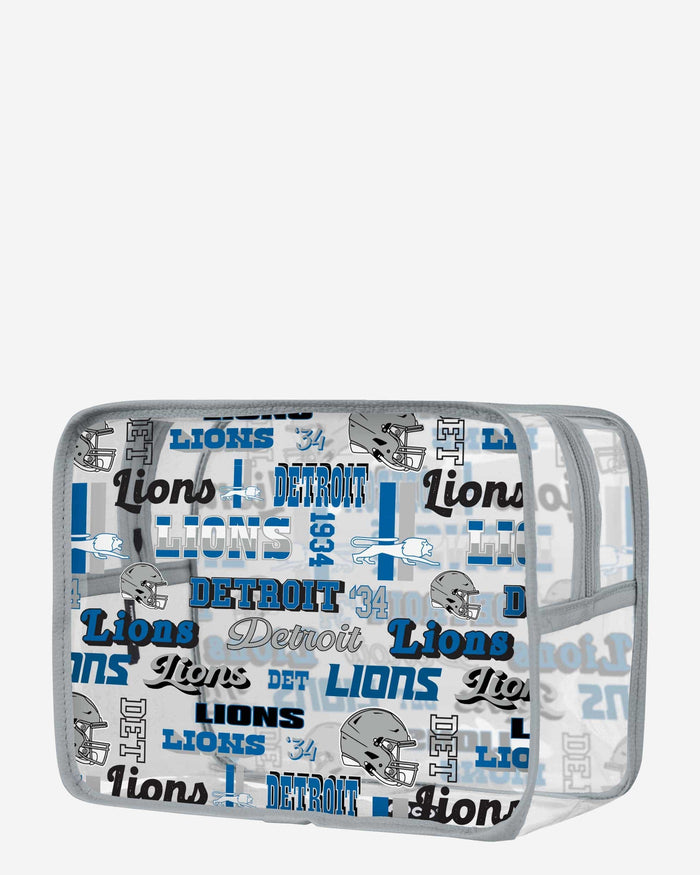 Detroit Lions Repeat Retro Print Clear Cosmetic Bag FOCO - FOCO.com