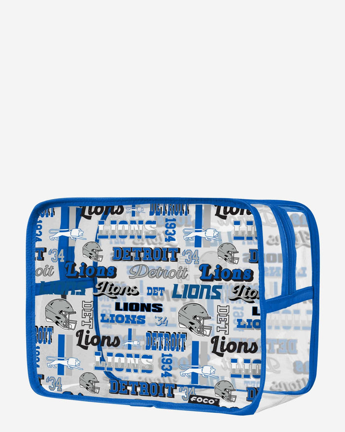Detroit Lions Repeat Retro Print Clear Cosmetic Bag FOCO - FOCO.com