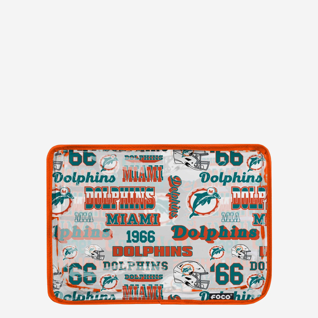 Miami Dolphins Repeat Retro Print Clear Cosmetic Bag FOCO - FOCO.com