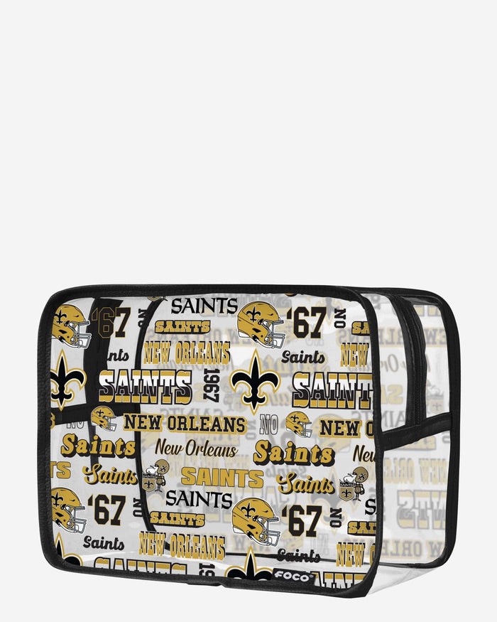 New Orleans Saints Repeat Retro Print Clear Cosmetic Bag FOCO - FOCO.com