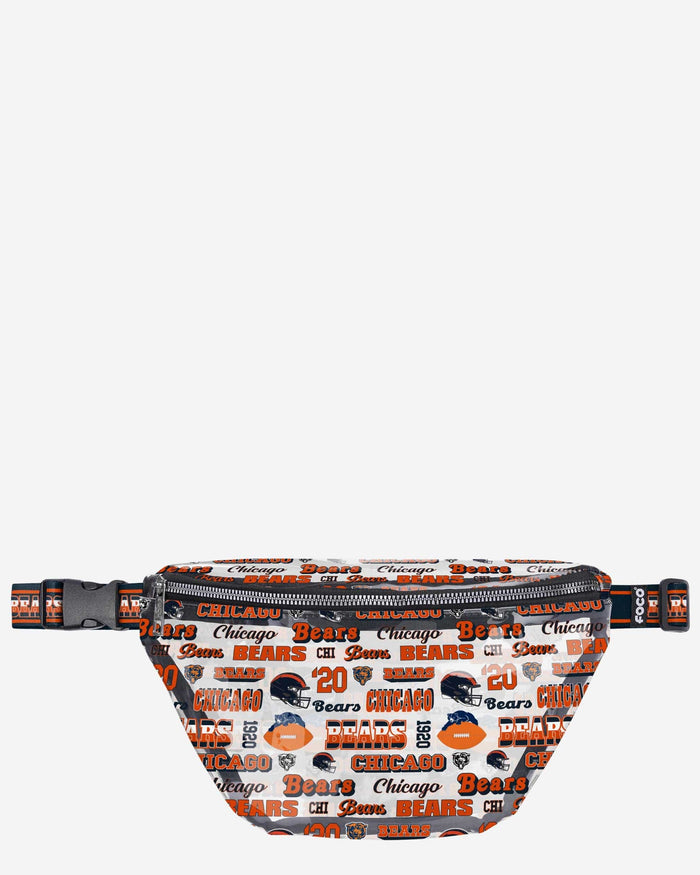 Chicago Bears Repeat Retro Print Clear Fanny Pack FOCO - FOCO.com