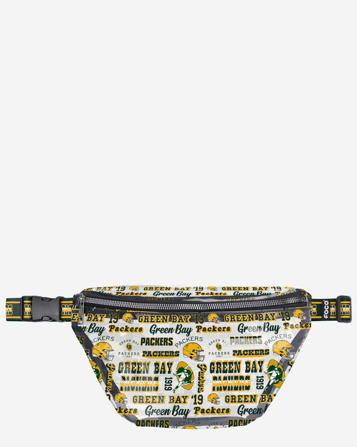 Green Bay Packers Repeat Retro Print Clear Fanny Pack FOCO - FOCO.com