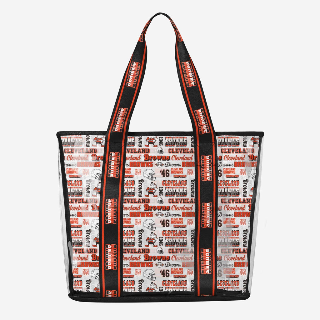 Cleveland Browns Repeat Retro Print Clear Tote Bag FOCO - FOCO.com