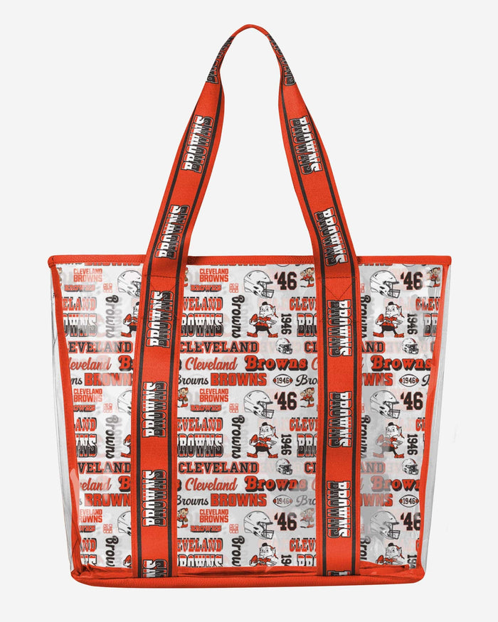 Cleveland Browns Repeat Retro Print Clear Tote Bag FOCO - FOCO.com