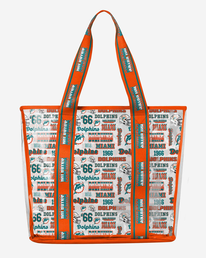 Miami Dolphins Repeat Retro Print Clear Tote Bag FOCO - FOCO.com