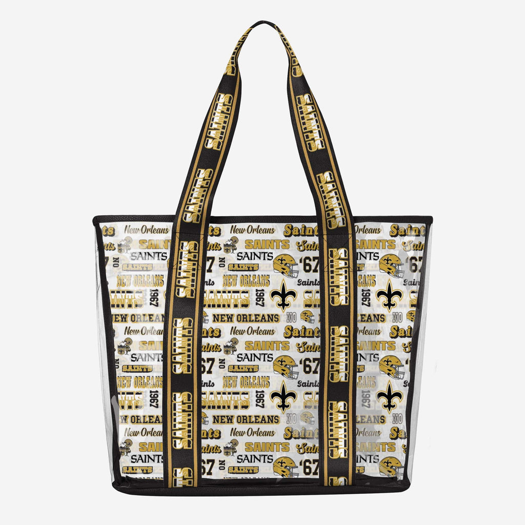 New Orleans Saints Repeat Retro Print Clear Tote Bag FOCO - FOCO.com