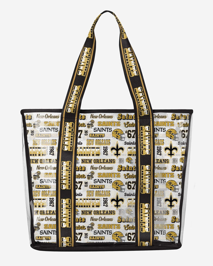 New Orleans Saints Repeat Retro Print Clear Tote Bag FOCO - FOCO.com