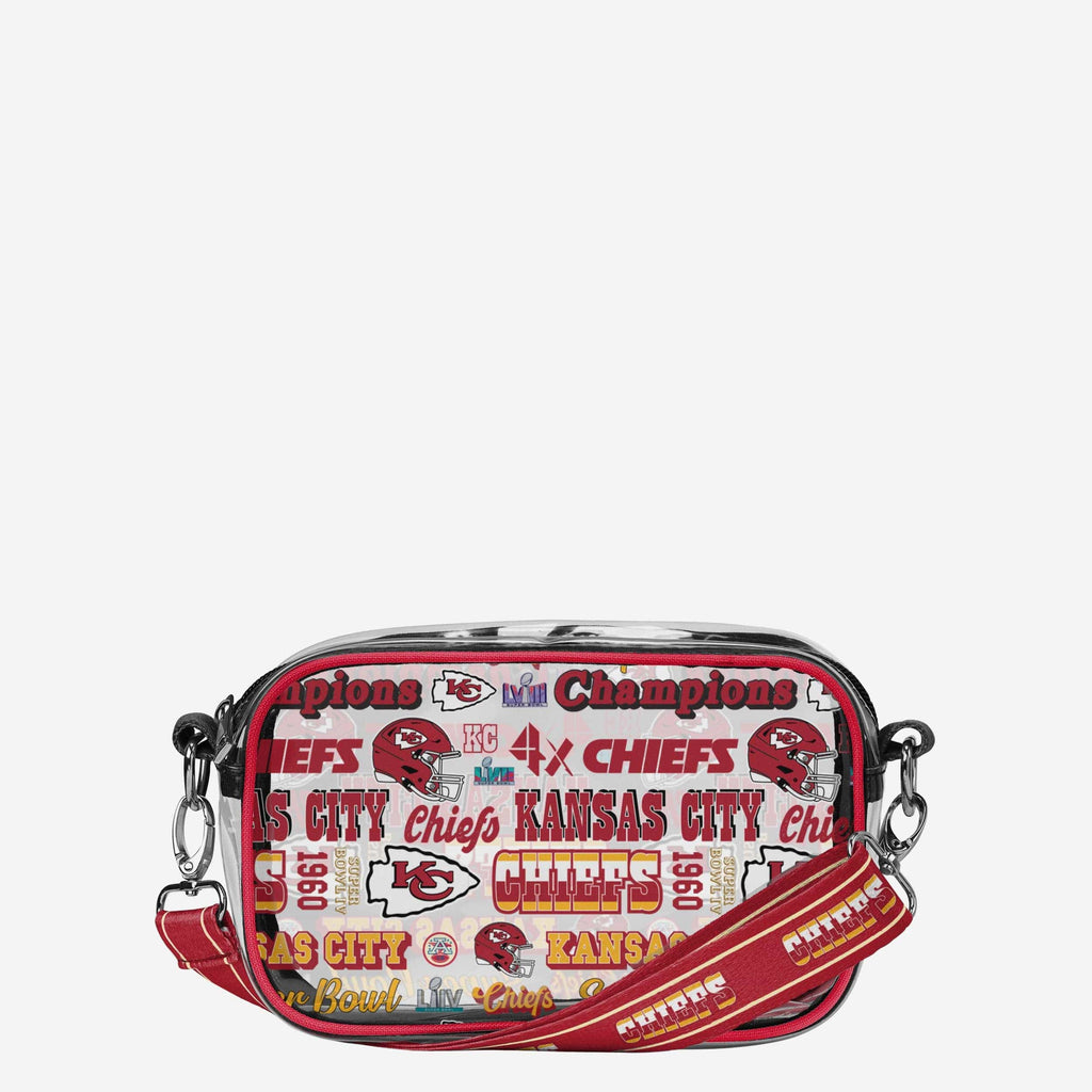 Kansas City Chiefs Super Bowl LVIII Champions Repeat Retro Print Clear Crossbody Bag FOCO - FOCO.com