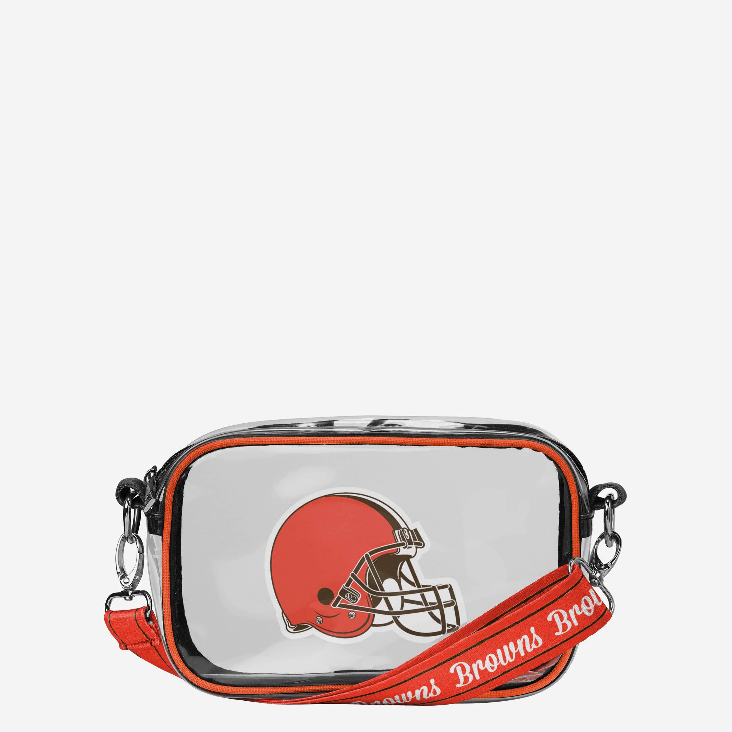 Cleveland Browns NFL Crossbody Cell Phone Handbag Featuring Team-Color  Vertical Stripes & A Repeating Logo Pattern With Heart-Shaped Charm