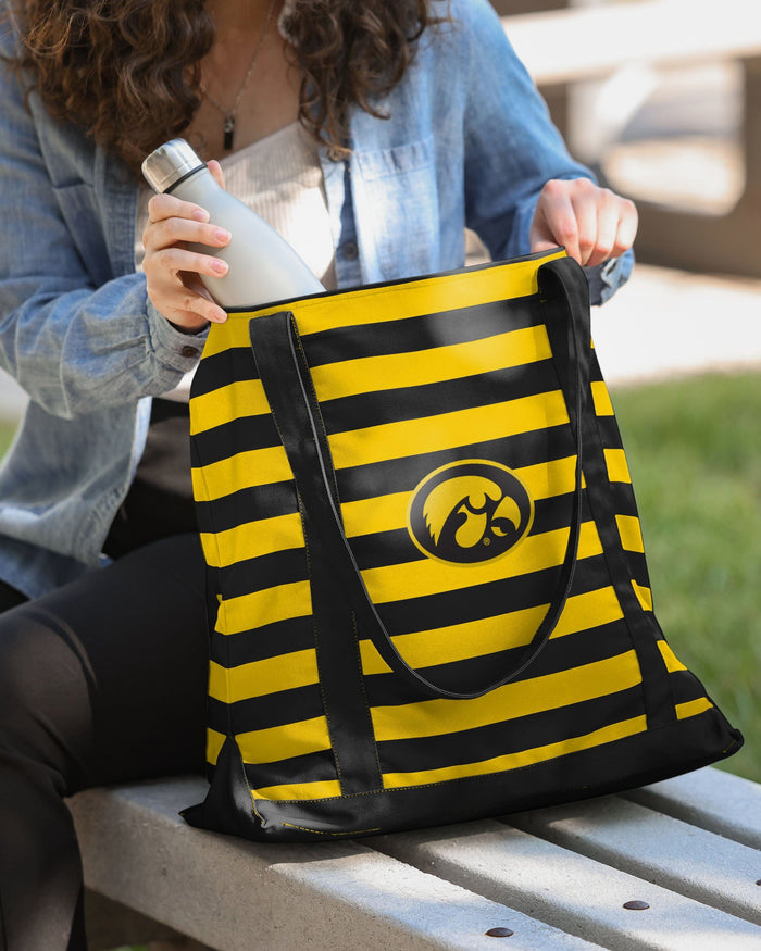 Iowa Hawkeyes Team Stripe Canvas Tote Bag FOCO - FOCO.com