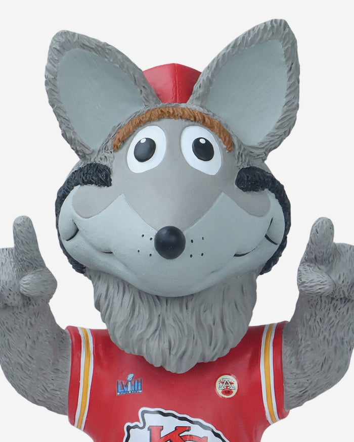 KC Wolf Kansas City Chiefs Super Bowl LVIII Champions 18 in Mascot Bobblehead FOCO - FOCO.com