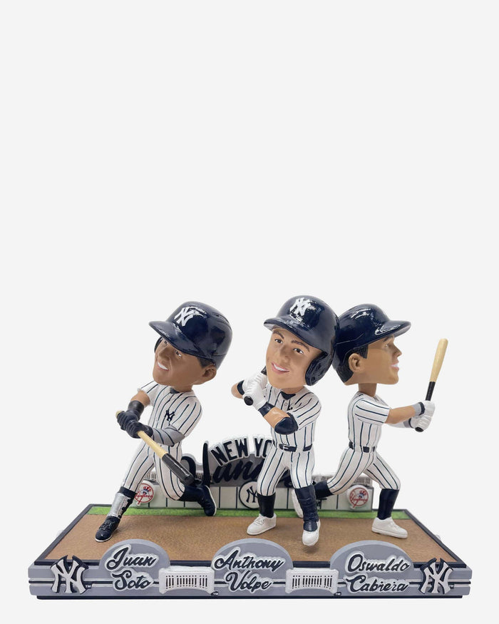 Juan Soto & Anthony Volpe & Oswaldo Cabrera New York Yankees Mini Bobblehead Scene FOCO - FOCO.com