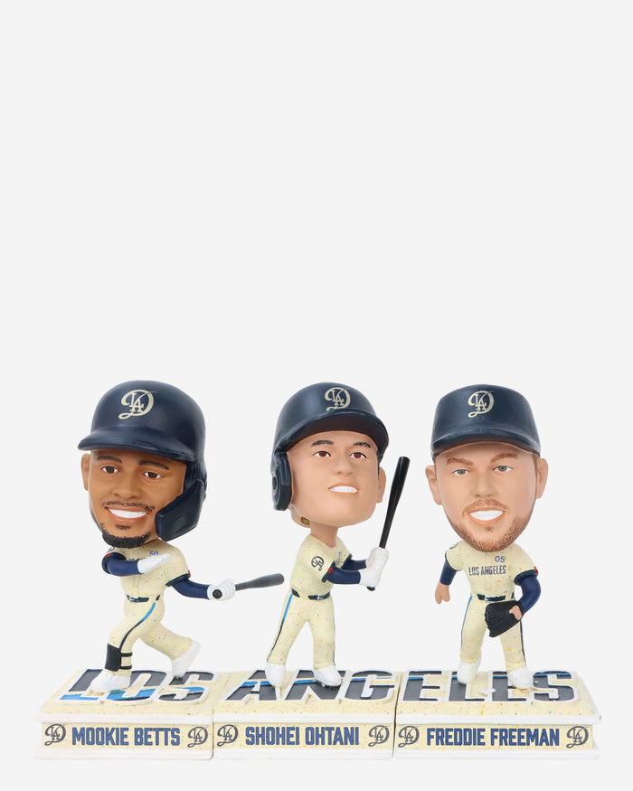 Los Angeles Dodgers 2024 City Connect Connecting Base 3 Pack Mini Bighead Bobblehead Set FOCO - FOCO.com