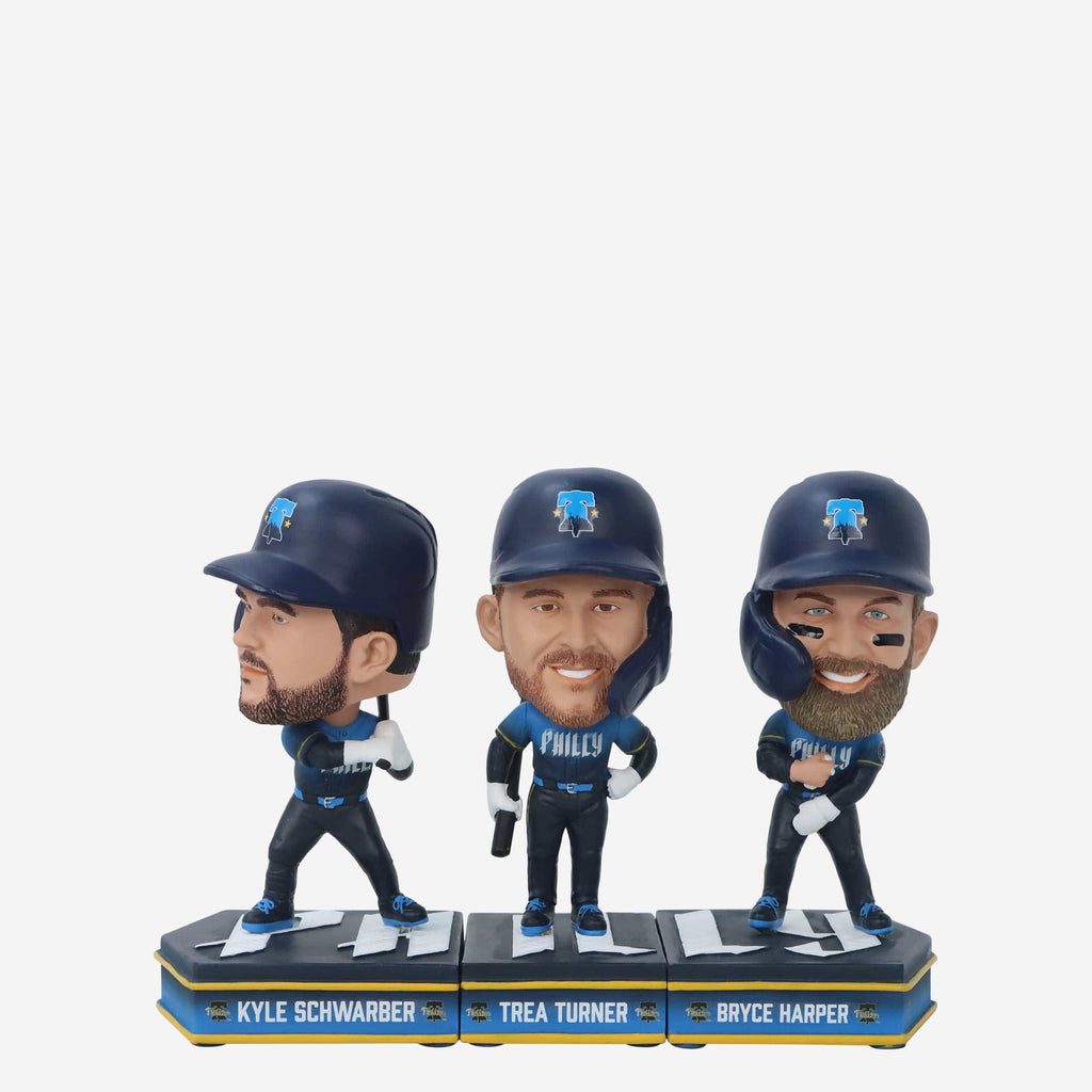 Philadelphia Phillies 2024 City Connect Connecting Base 3 Pack Mini Bighead Bobblehead Set FOCO - FOCO.com