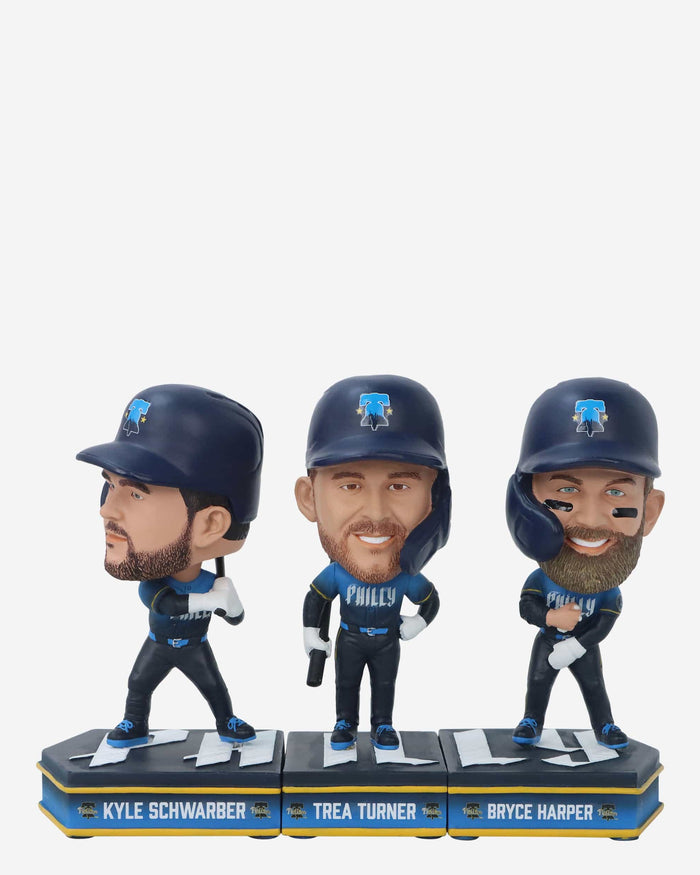 Philadelphia Phillies 2024 City Connect Connecting Base 3 Pack Mini Bighead Bobblehead Set FOCO - FOCO.com