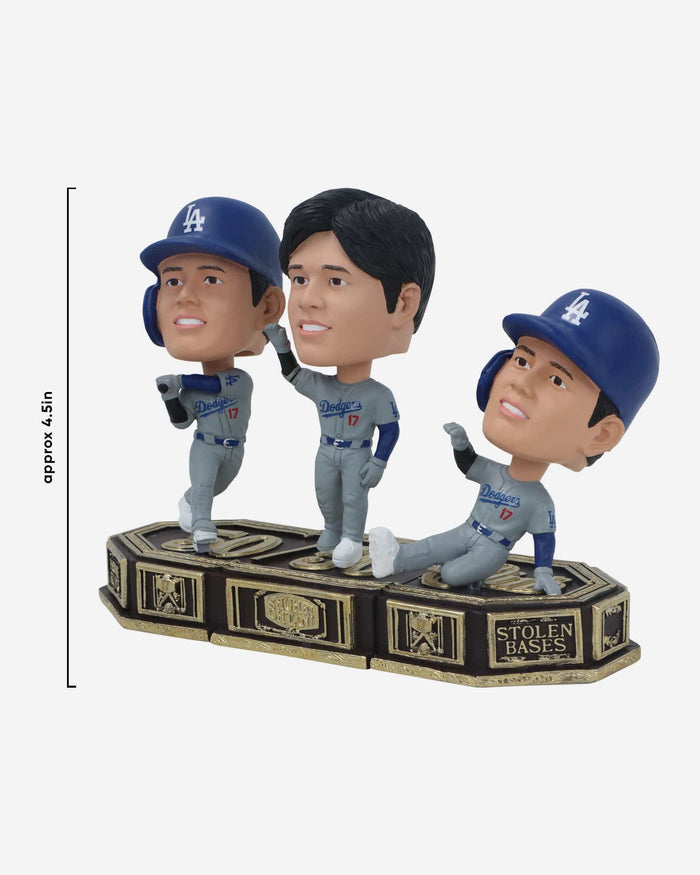 Shohei Ohtani Los Angeles Dodgers 50 Home Runs & 50 Stolen Bases Connecting Base 3 Pack Mini Bighead Bobblehead Set FOCO - FOCO.com