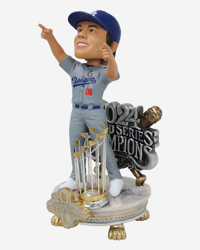 Yoshinobu Yamamoto Los Angeles Dodgers 2024 World Series Champions Alternate Jersey Celebration Bobblehead FOCO - FOCO.com