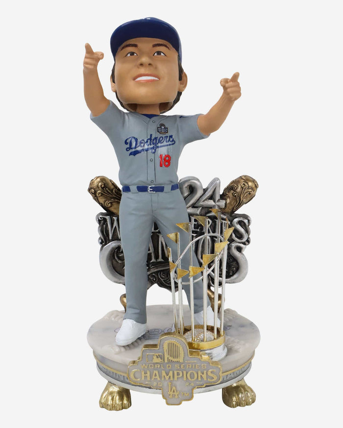 Yoshinobu Yamamoto Los Angeles Dodgers 2024 World Series Champions Alternate Jersey Celebration Bobblehead FOCO - FOCO.com