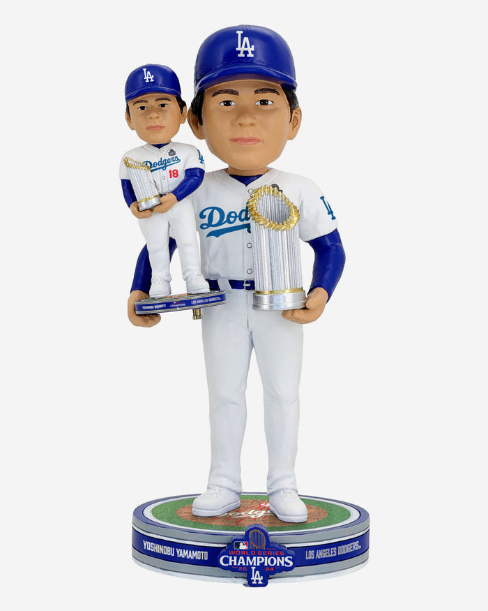 Yoshinobu Yamamoto Los Angeles Dodgers 2024 World Series Champions Bobble Dubblz Bobblehead FOCO - FOCO.com