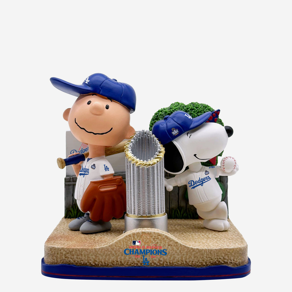 Los Angeles Dodgers Charlie Brown & Snoopy Peanuts 2024 World Series Champions Trophy Dual Bobblehead