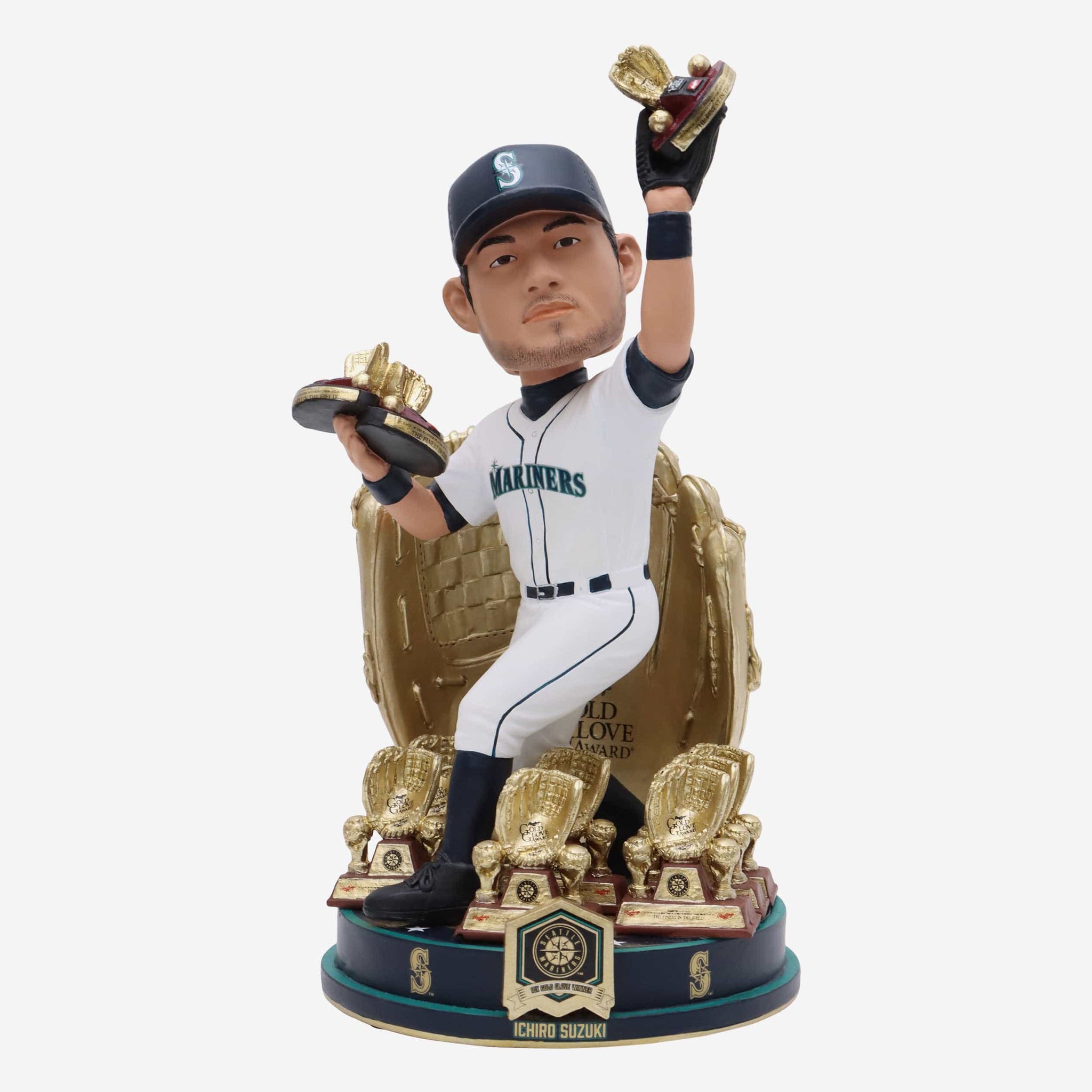 A dual bobble head showing Miami Marlins' Ichiro Suzuki wearing a