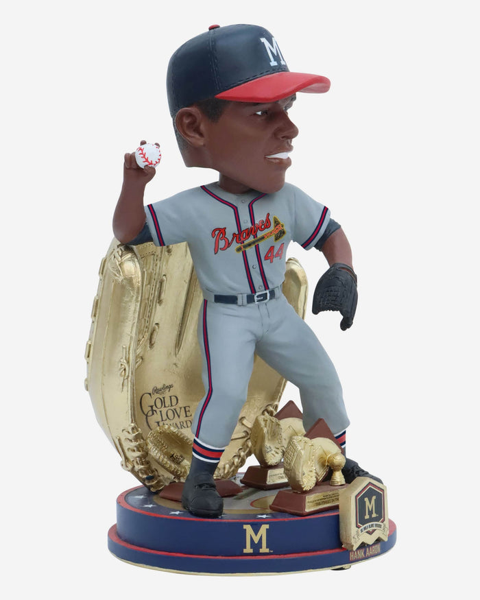 Hank Aaron Milwaukee Braves 3x Gold Glove Award Bobblehead FOCO - FOCO.com