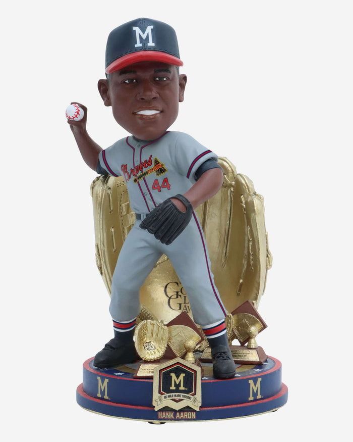 Hank Aaron Milwaukee Braves 3x Gold Glove Award Bobblehead FOCO - FOCO.com