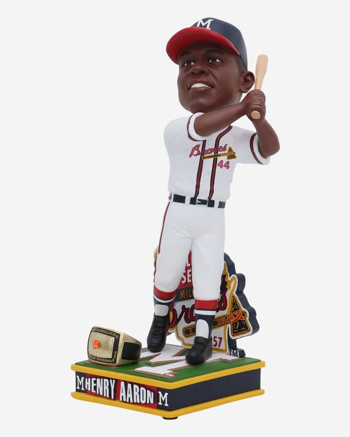 Hank Aaron Milwaukee Braves 1957 World Series Champions Bobblehead FOCO - FOCO.com