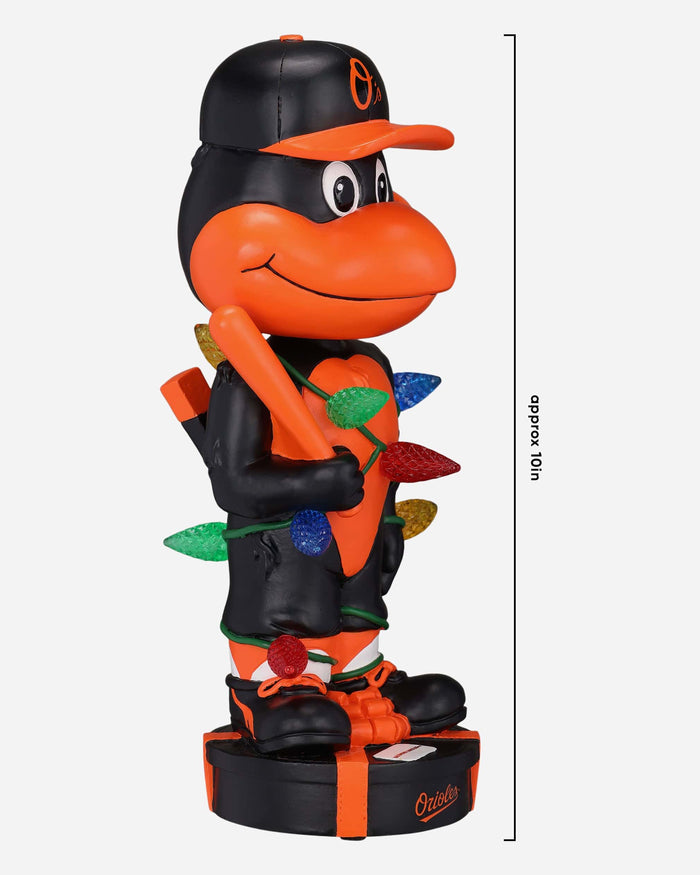 The Oriole Bird Baltimore Orioles Holiday Lights Mascot Bobblehead FOCO - FOCO.com