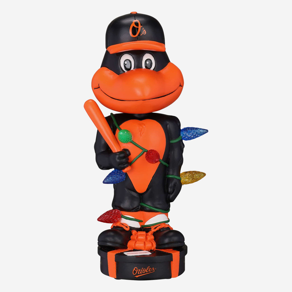 The Oriole Bird Baltimore Orioles Holiday Lights Mascot Bobblehead FOCO - FOCO.com