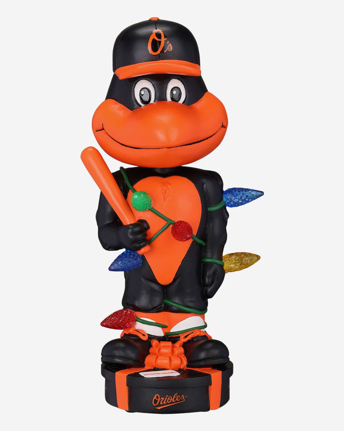 The Oriole Bird Baltimore Orioles Holiday Lights Mascot Bobblehead FOCO - FOCO.com