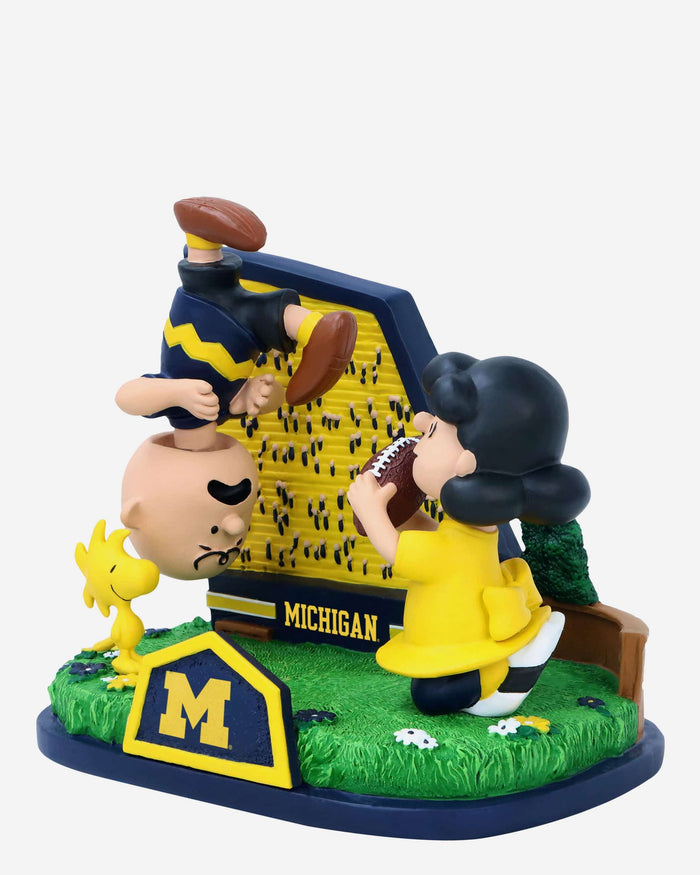 Michigan Wolverines Peanuts Football Kickoff Mini Bobblehead Scene FOCO - FOCO.com