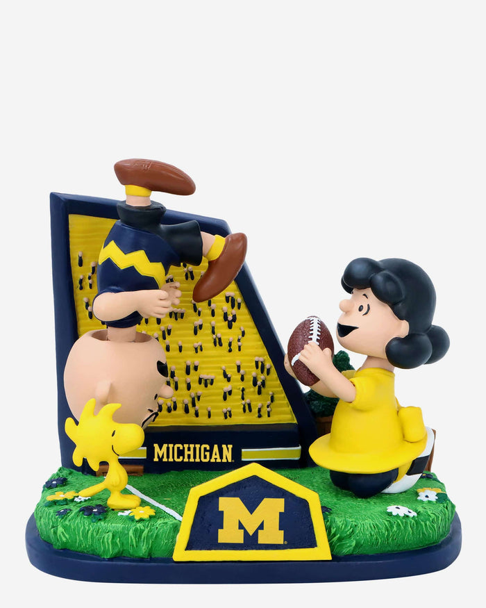 Michigan Wolverines Peanuts Football Kickoff Mini Bobblehead Scene FOCO - FOCO.com