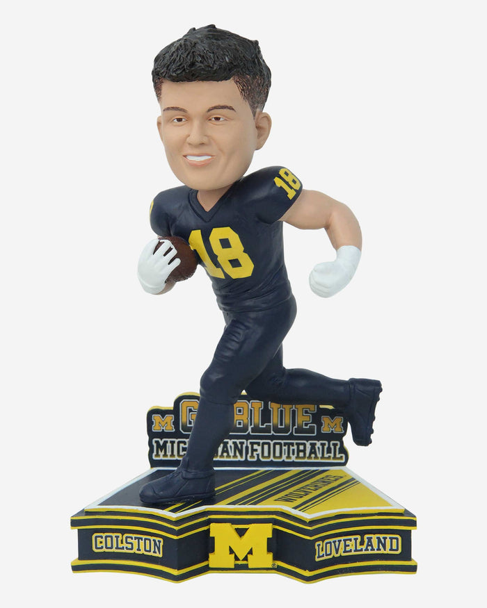 Colston Loveland Michigan Wolverines 2023 Football Blue Uniform Student Athlete Bobblehead FOCO - FOCO.com