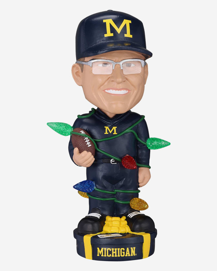 Jim Harbaugh Michigan Wolverines Holiday Lights Bobblehead FOCO - FOCO.com