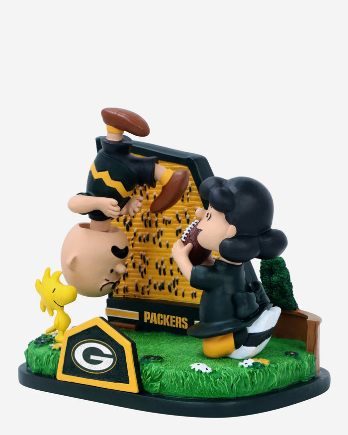 Green Bay Packers Peanuts Football Kickoff Mini Bobblehead Scene FOCO - FOCO.com