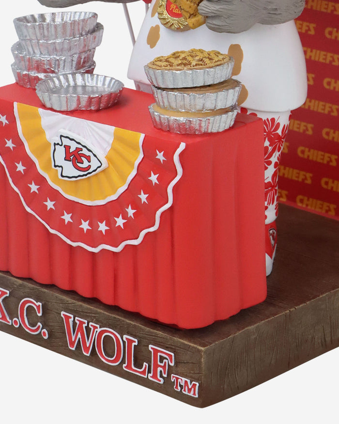 KC Wolf Kansas City Chiefs Pie Eating Contest Mascot Bobblehead FOCO - FOCO.com