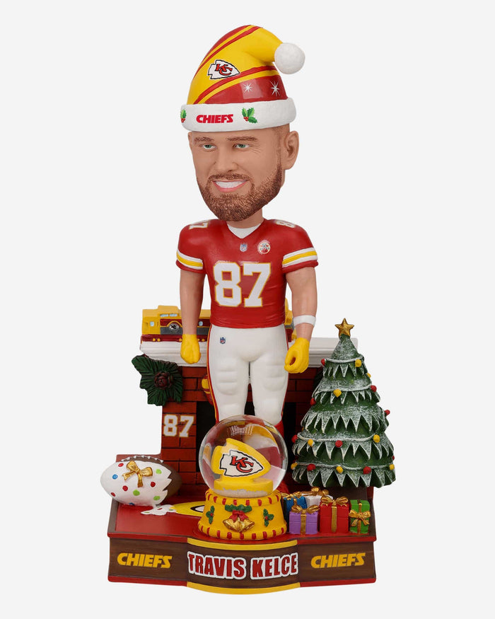 Travis Kelce Kansas City Chiefs Holiday Snowglobe Bobblehead FOCO - FOCO.com