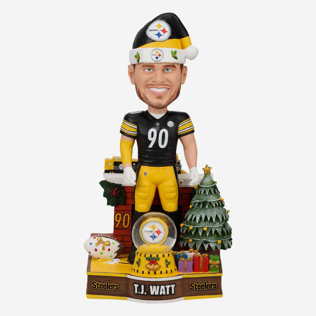 TJ Watt Pittsburgh Steelers Holiday Snowglobe Bobblehead FOCO - FOCO.com