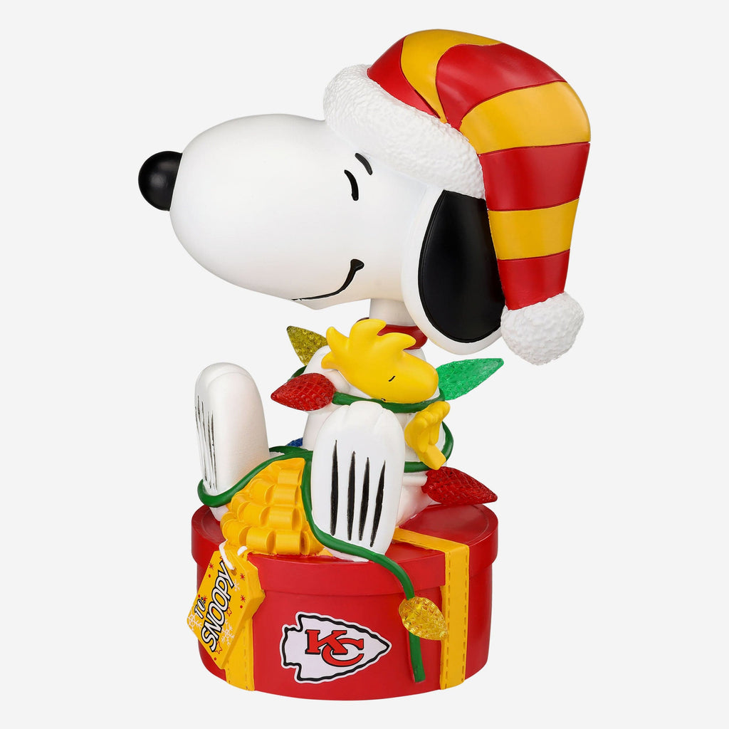 Kansas City Chiefs Snoopy & Woodstock Peanuts Christmas Light Up Bobblehead FOCO - FOCO.com