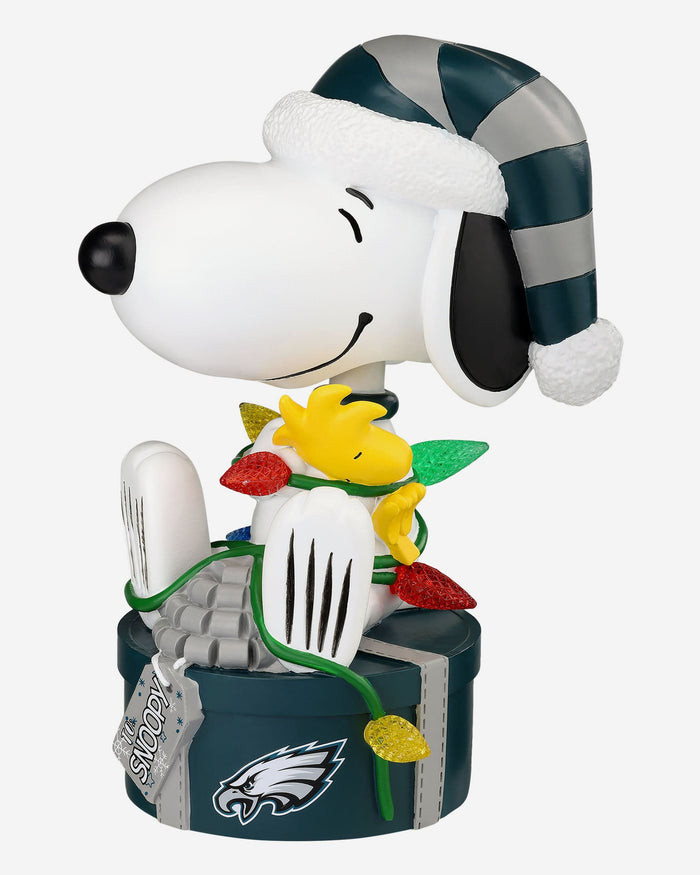 Philadelphia Eagles Snoopy & Woodstock Peanuts Christmas Light Up Bobblehead FOCO - FOCO.com