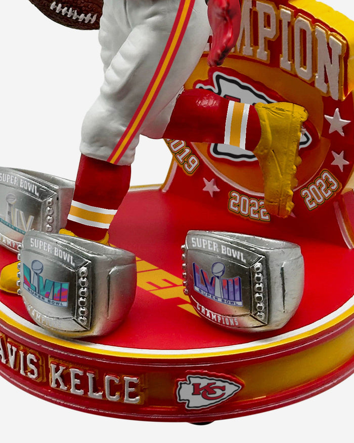 Travis Kelce Kansas City Chiefs 3x Super Bowl LVIII Champions Bobblehead FOCO - FOCO.com