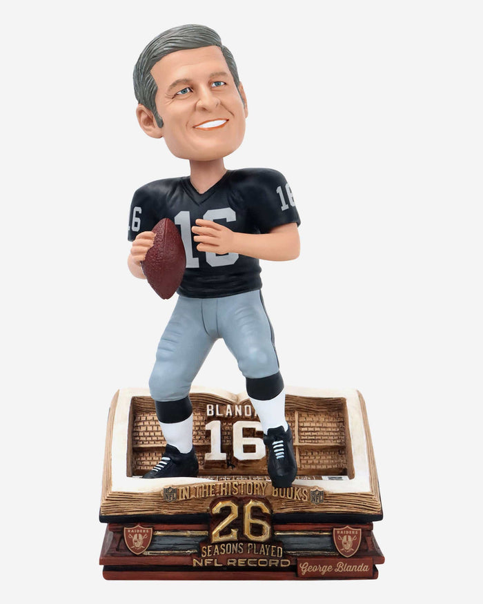 George Blanda Oakland Raiders All-Time Seasons Played Record Book Bobblehead FOCO - FOCO.com