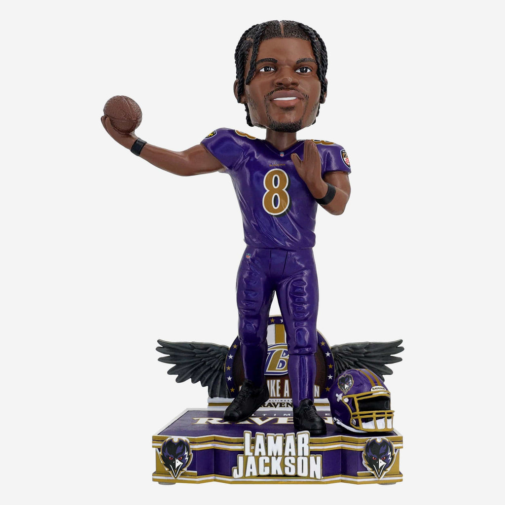 Lamar Jackson Baltimore Ravens Purple Rising Bobblehead FOCO - FOCO.com