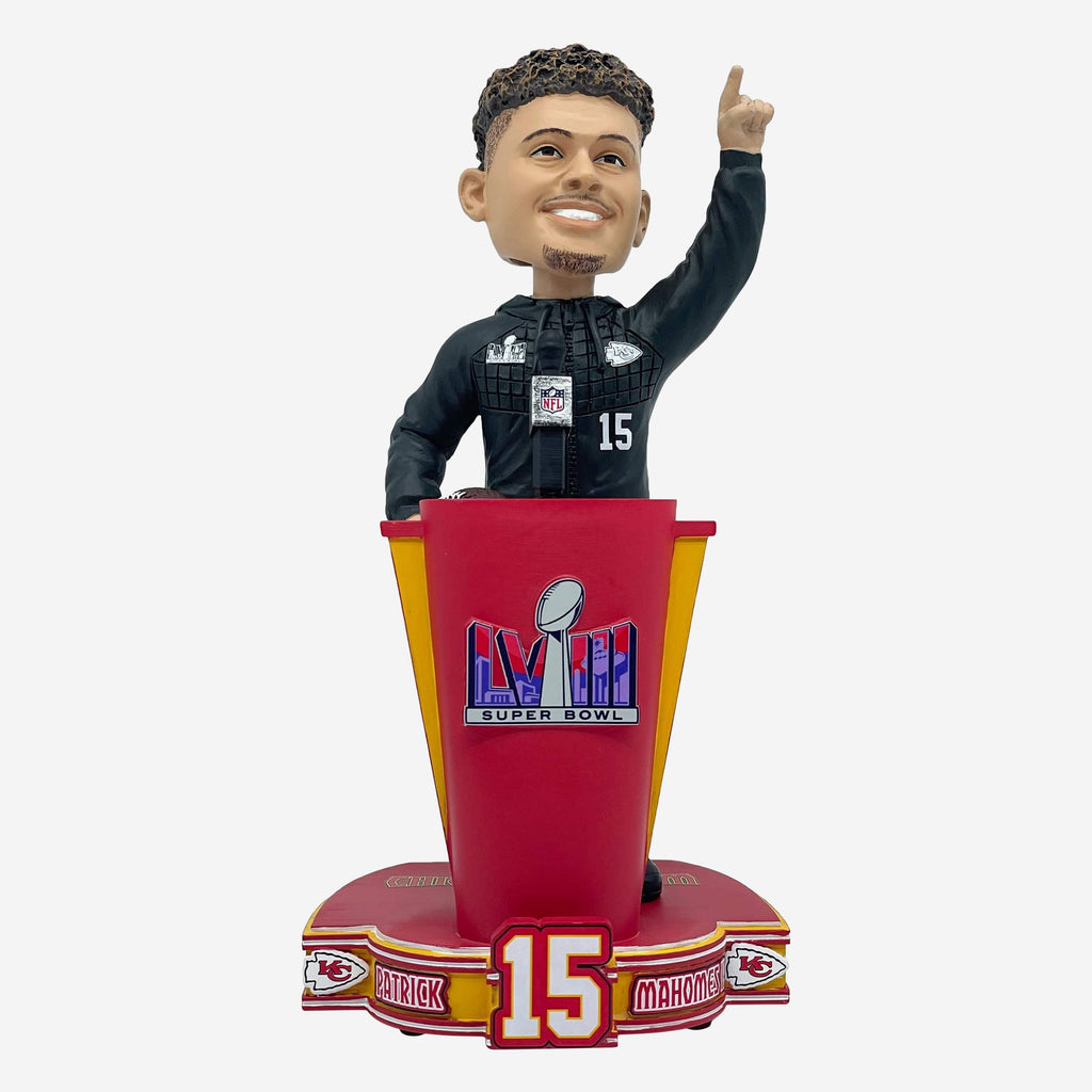 Patrick Mahomes Kansas City Chiefs Super Bowl LVIII Outfit Bobblehead FOCO - FOCO.com