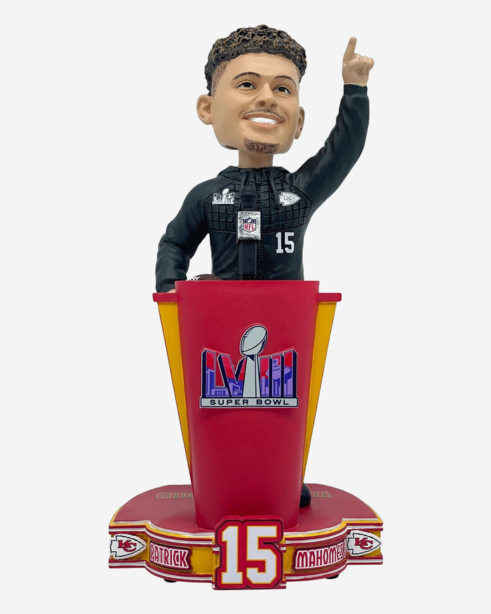 Patrick Mahomes Kansas City Chiefs Super Bowl LVIII Outfit Bobblehead FOCO - FOCO.com